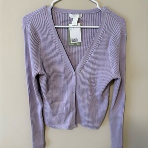 H&M Women's Ribbed Lilac Cardigan